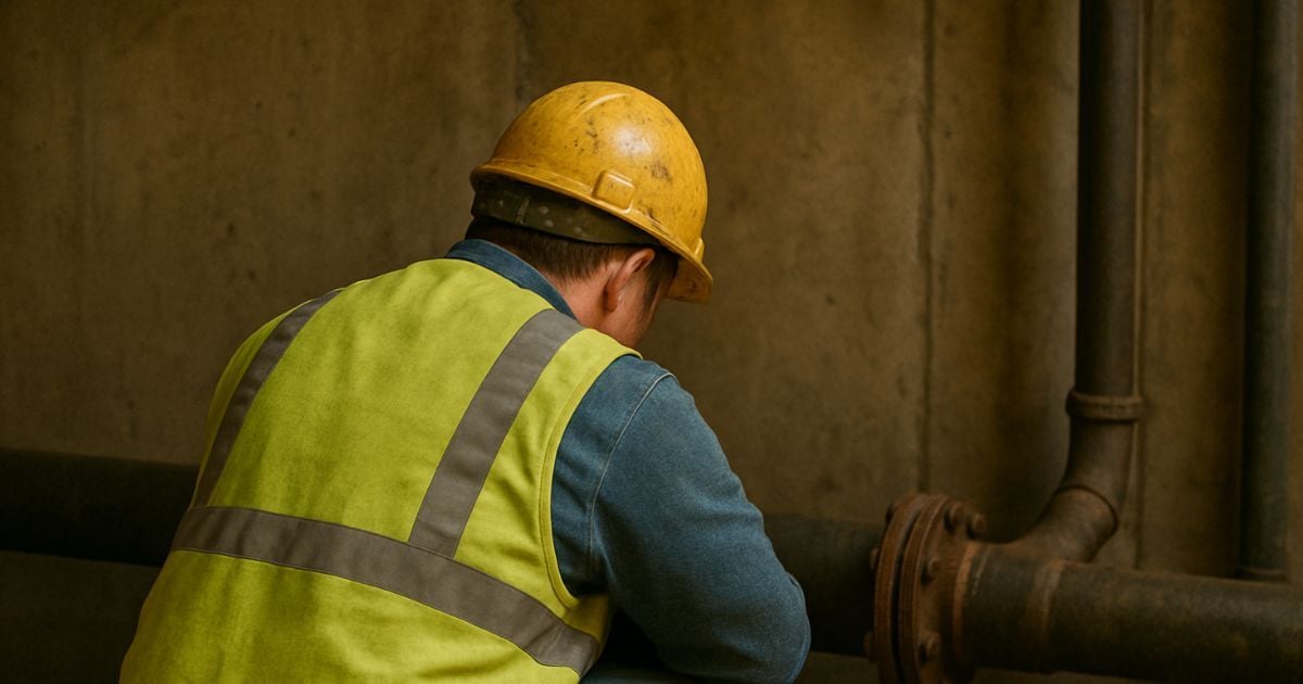 Plumber working on a pipe