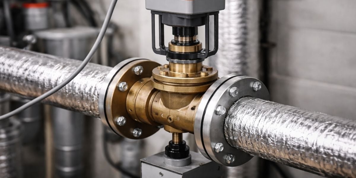 Commercial HVAC control valve hooked up