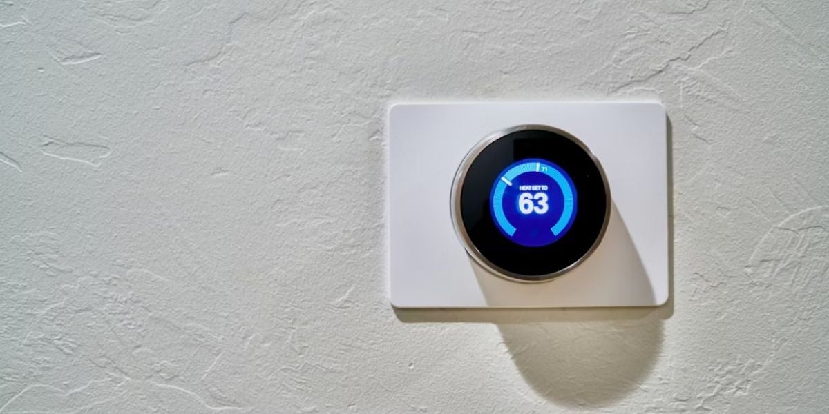 Thermostat in a commercial building with a setpoint of 63 degrees