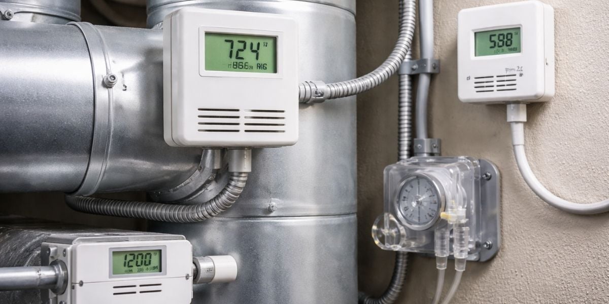 HVAC sensor controls for a commercial building