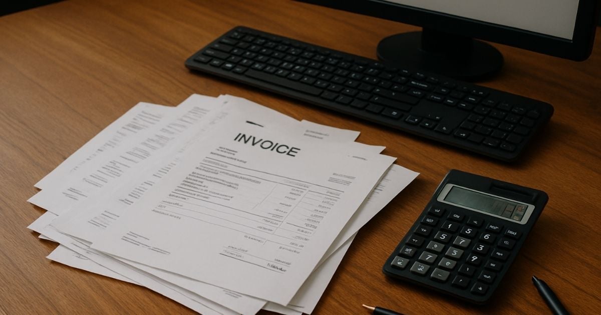 Desk with a messy pile of invoices showing the rising costs of energy in Massachusetts