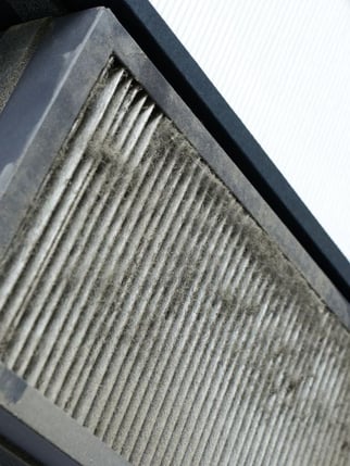 Dirty Air Filter that causes poor air quality in a commercial building