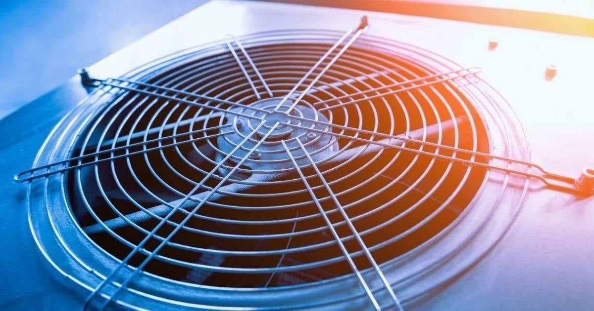 A close up image of a commercial HVAC fan