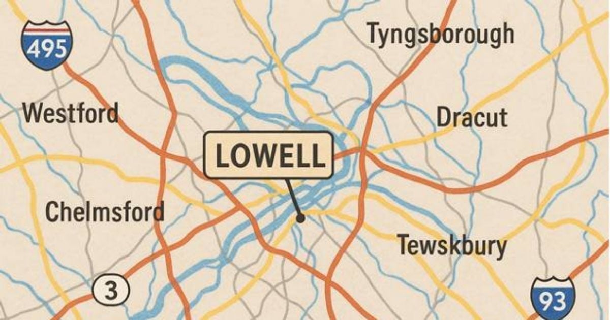 Map of Lowell, Massachusetts
