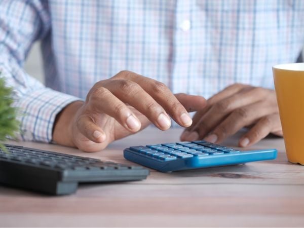 Person using calculator