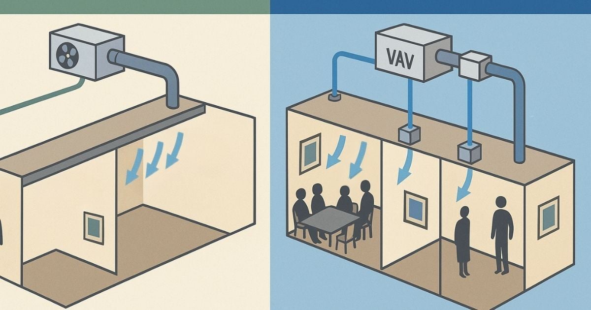 Picture representing the difference between CAV and VAV