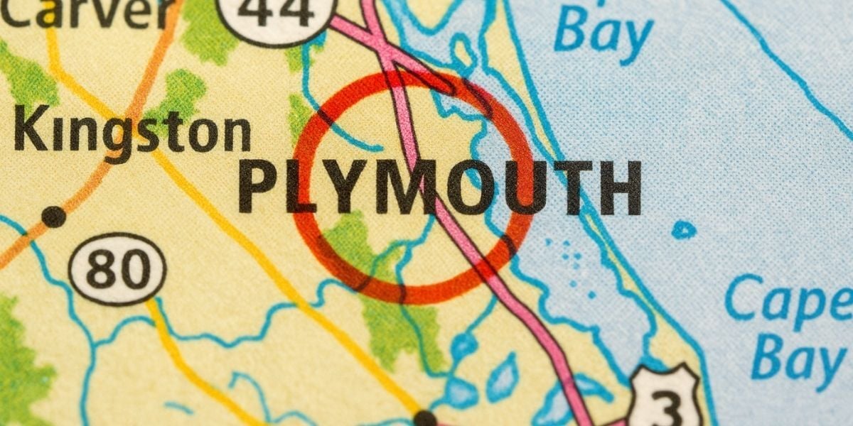 A map of Plymouth, Massachusetts representing Harold Brothers commercial HVAC service area.