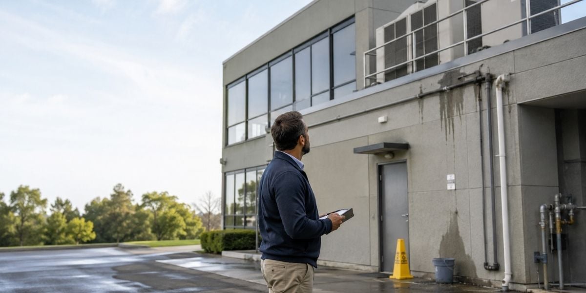 Property manager looking at his facility