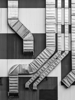 Ductwork on the side of a commercial building