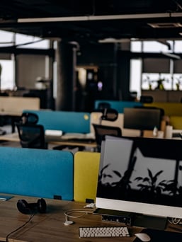 Office with many computers, lighting, and equipment that can cause higher internal heat loads