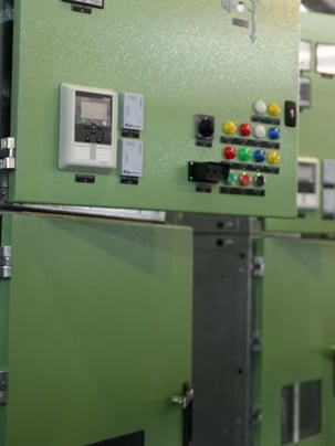 Buttons and screens representing the control system in a commercial building