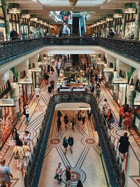 Shopping mall/ retail center representing one kind of commercial building that would need a stable plumbing system.