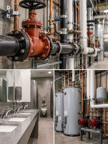Different parts of a commercial buildings plumbing system