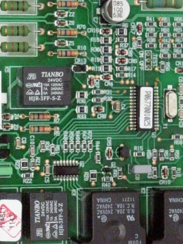 HVAC control board located in an HVAC equipment room